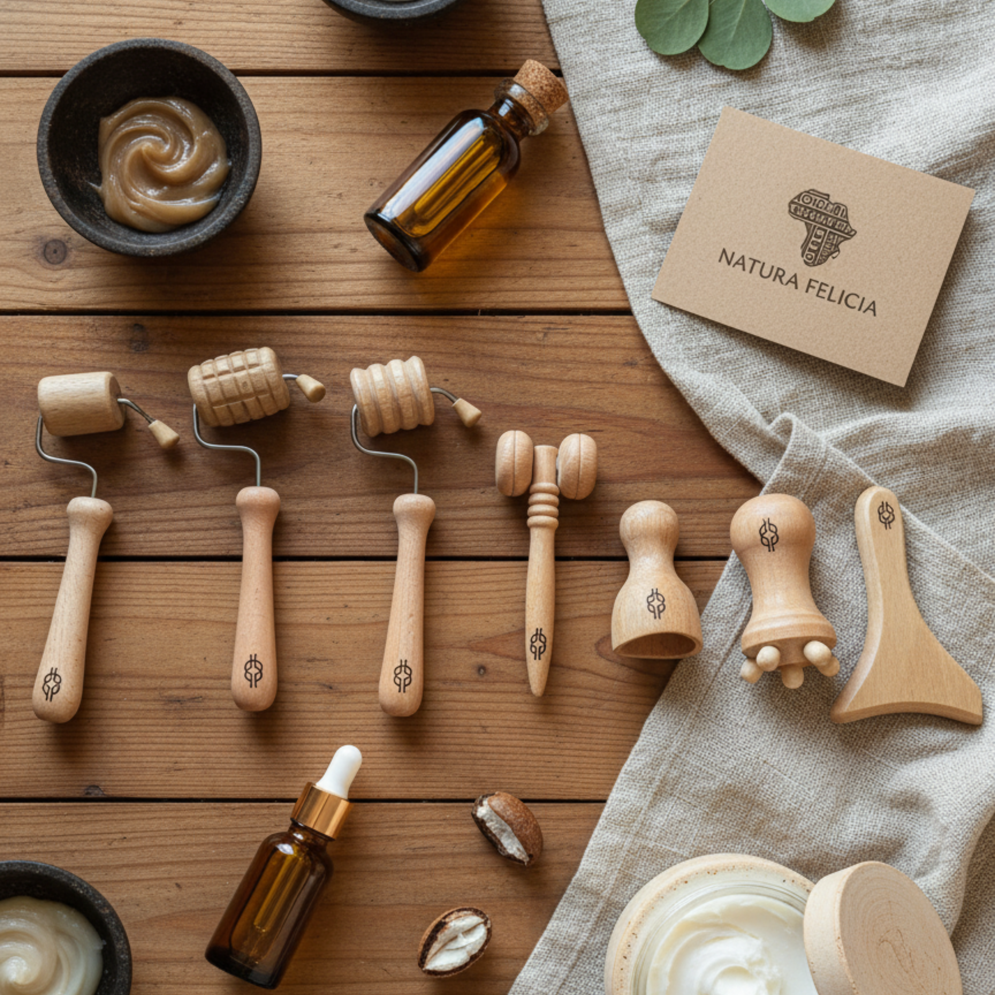 Wooden Face Massage Set – 7-Piece Sculpting & Relaxation Kit