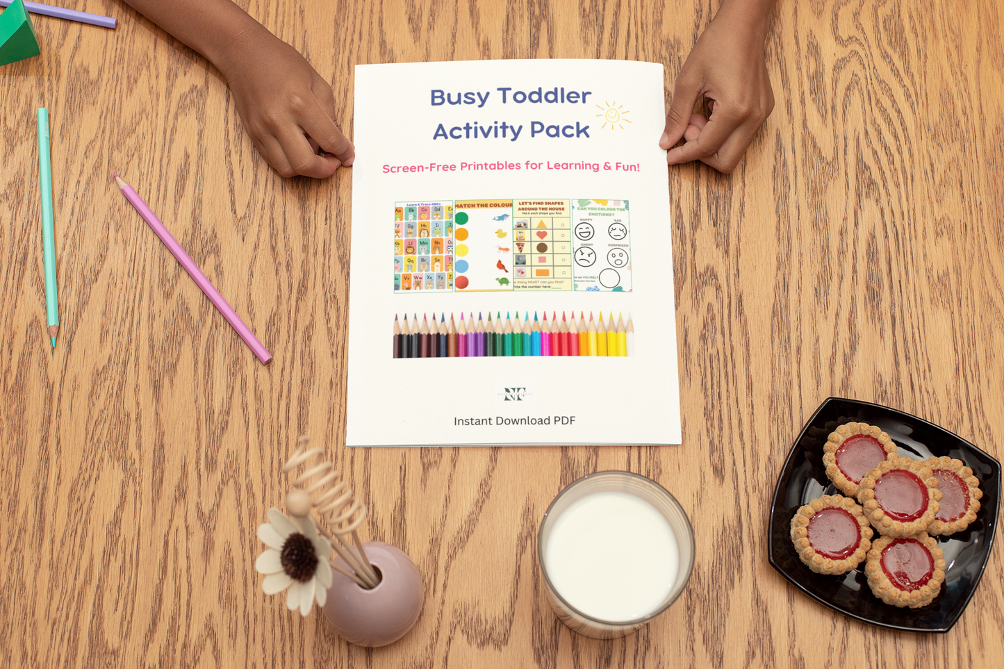 Instant Download Toddler Activity Pack – Alphabet Tracing, Shape Hunt, Emotion Coloring & More! (Ages 2-4)